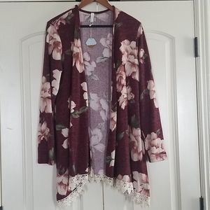 NWT Pink Blush Floral Cardigan
